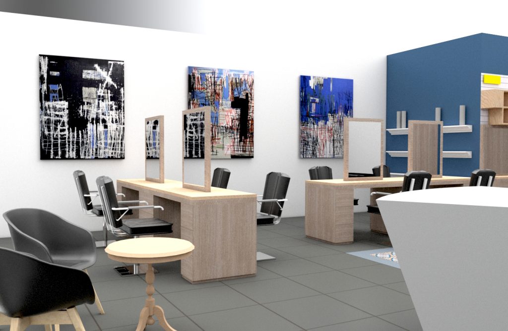 Salon de coiffure réalisé par le studio Claude Lecante, conception de l'espace, design des mobiliers et choix des matériaux, il est situé à Colombes. @salondecoiffure @salondecoiffuredesign @atelierB #atelierB