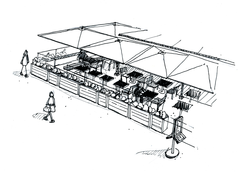 Conception et étude de faisabilité d’une nouvelle terrasse avec un espace fumeur cigares. Création d’une nouvelle ambiance générale avec un changement de l’ensemble du mobilier. Surface : 100 m2. Photographies : Claude Lecante