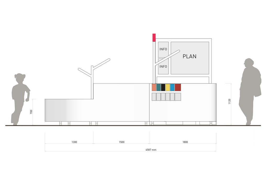 Réflexion sur les besoins, design pour une égonomie répondant aux besoins du public et de l’agent d’exploitation. La banque d’accueil est située au niveau Explora mais elle peut être facilement déplaçable dans l’ensemble de la Cité par le système de roues intégrées. Elle a pour vocation dans cet immense espace de renseigner et de distribuer des audioguides aux visiteurs. Conception, plans et suivi de fabrication. Réalisation en Corian. design Claude Lecante