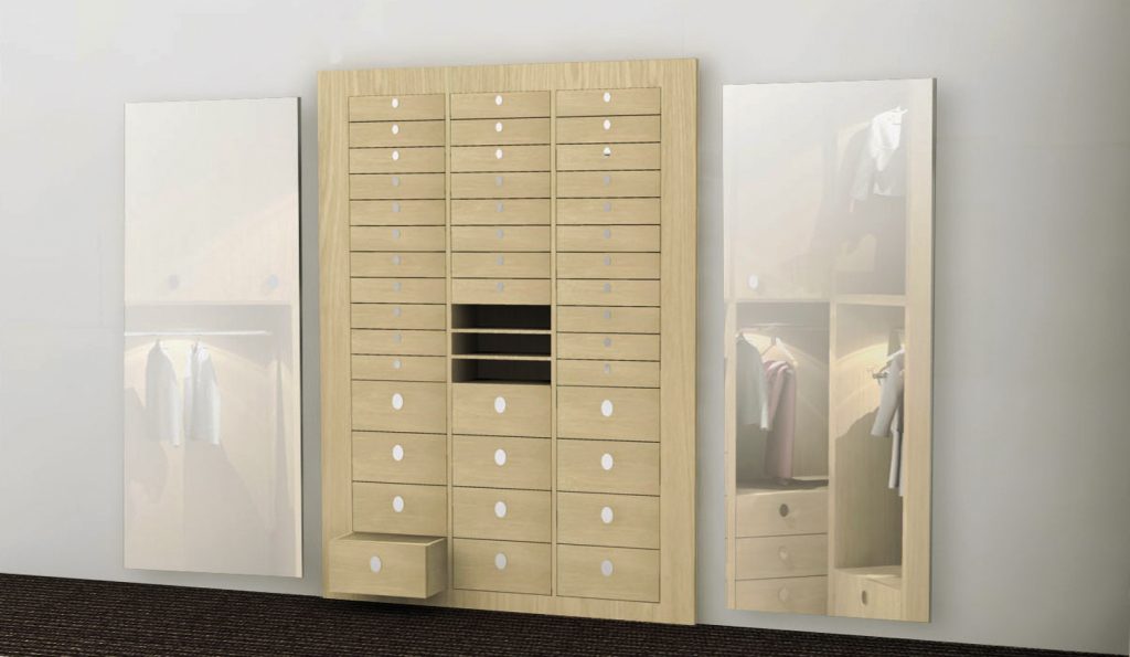 Conception et étude pour la rénovation d’une salle de bain, la création d’un dressing sur mesure et autres mobiliers. Non réalisé.