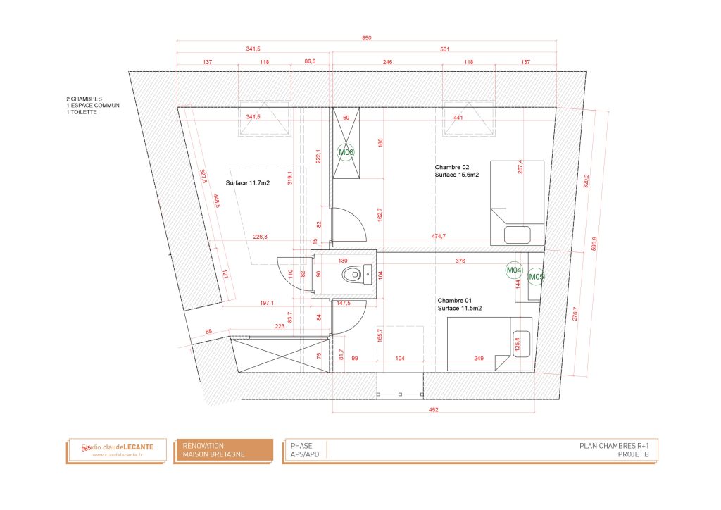 Suite à l’achat d’une maison, rénovation comprenant une étude pour la réalisation de chambres, un espace commun et une salle de bain pour 2 enfants. Réagencement total et design de mobilier paroi permettant la séparation des chambres pouvant être évolutives et réouvrir l’espace dans le futur. Le mobilier dans les chambres et la salle de bain fait intégralement parti du projet du traitement des espaces. design Claude Lecante