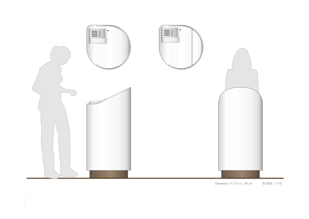 Design du bar Publicis Drugstore réalisé en Corian, il est situé Avenue des Champs-Élysées à Paris. Création de Claude Lecante designer à Paris.