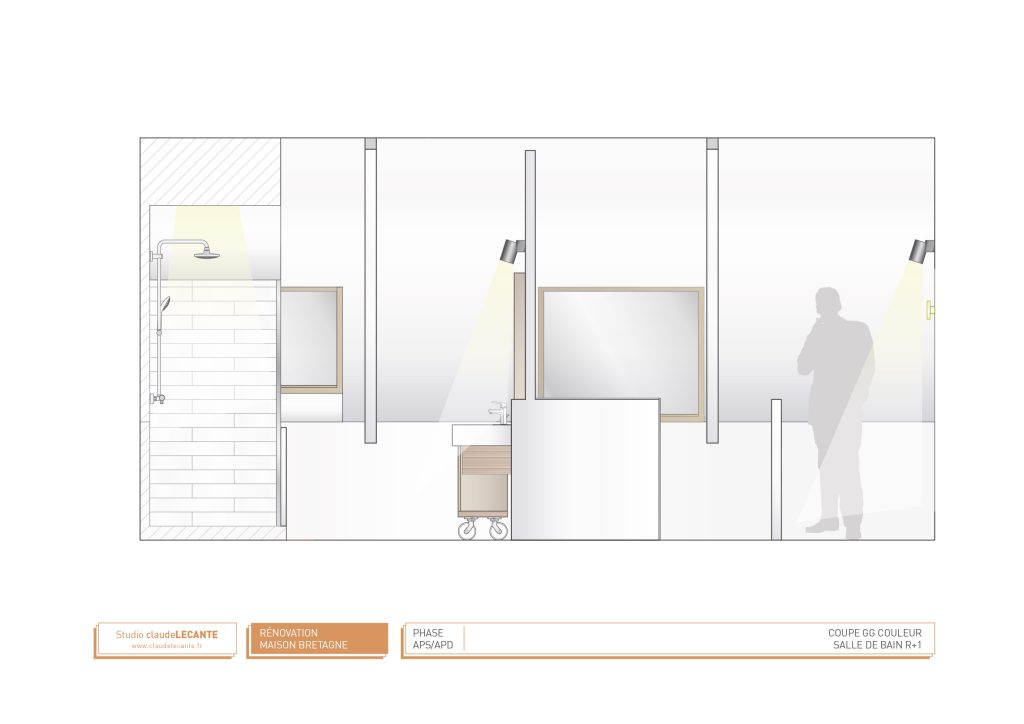 Suite à l’achat d’une maison, rénovation comprenant une étude pour la réalisation de chambres, un espace commun et une salle de bain pour 2 enfants. Réagencement total et design de mobilier paroi permettant la séparation des chambres pouvant être évolutives et réouvrir l’espace dans le futur. Le mobilier dans les chambres et la salle de bain fait intégralement parti du projet du traitement des espaces. design Claude Lecante