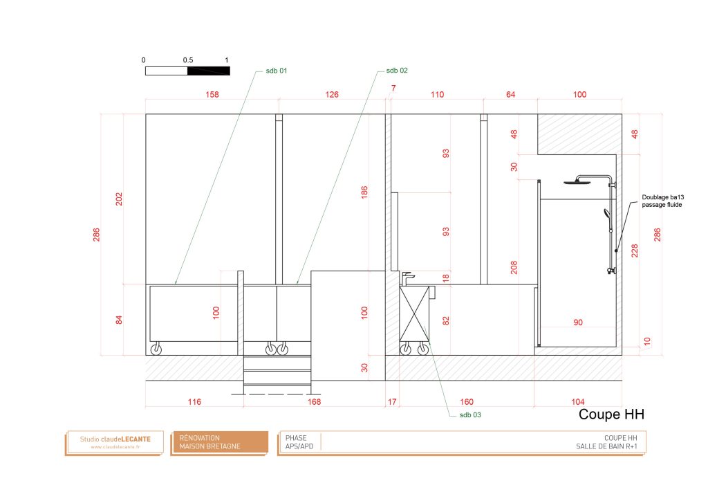 Suite à l’achat d’une maison, rénovation comprenant une étude pour la réalisation de chambres, un espace commun et une salle de bain pour 2 enfants. Réagencement total et design de mobilier paroi permettant la séparation des chambres pouvant être évolutives et réouvrir l’espace dans le futur. Le mobilier dans les chambres et la salle de bain fait intégralement parti du projet du traitement des espaces. design Claude Lecante