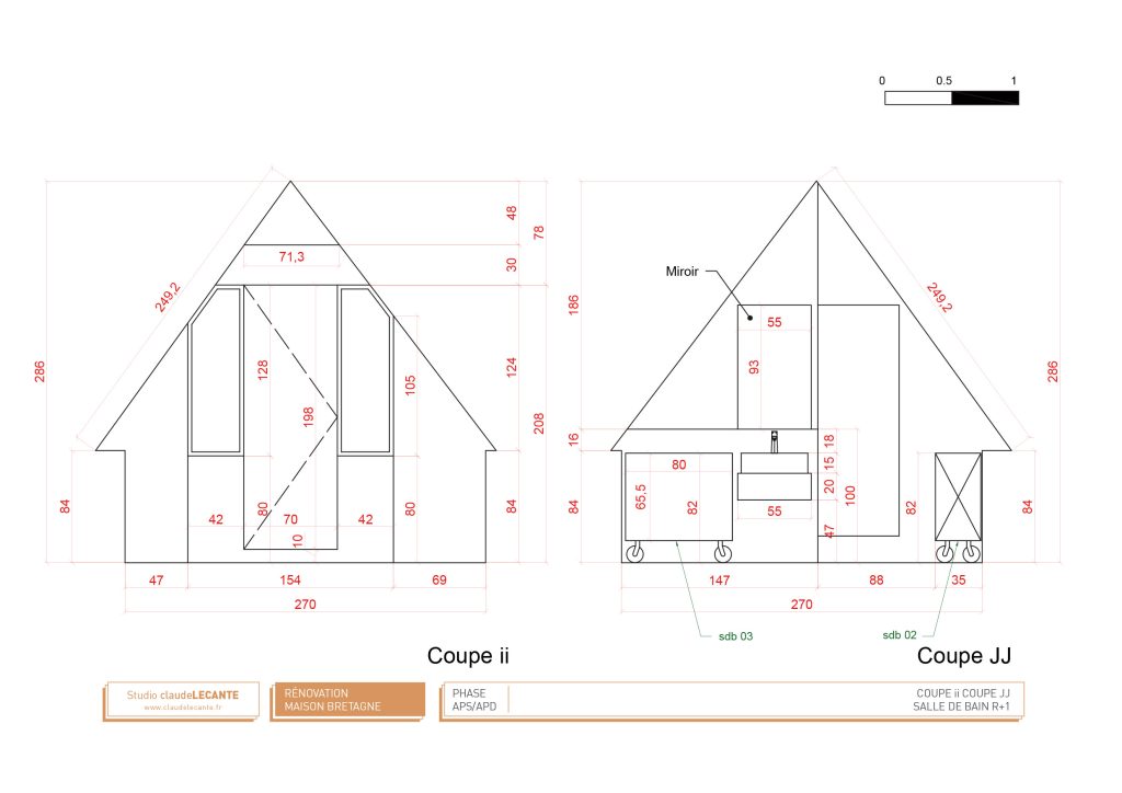 Suite à l’achat d’une maison, rénovation comprenant une étude pour la réalisation de chambres, un espace commun et une salle de bain pour 2 enfants. Réagencement total et design de mobilier paroi permettant la séparation des chambres pouvant être évolutives et réouvrir l’espace dans le futur. Le mobilier dans les chambres et la salle de bain fait intégralement parti du projet du traitement des espaces. design Claude Lecante