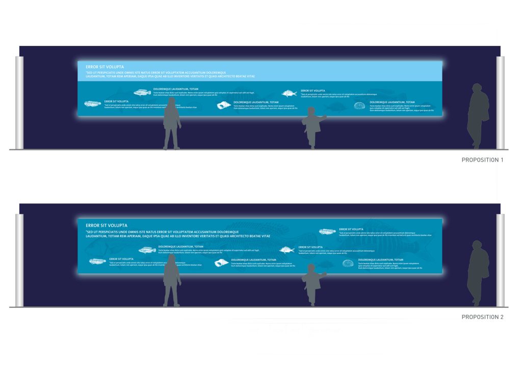 Rénovation de la totalité de l’aquarium permanent situé au niveau de la Géode. Conception de l’habillage des bassins, design et conception graphique de la signalétique. Suivi de fabrication et de pose de l’ensemble. Collaboration avec Clémence Farrell @designgraphiqueclaudelecante design graphique / Claude Lecante