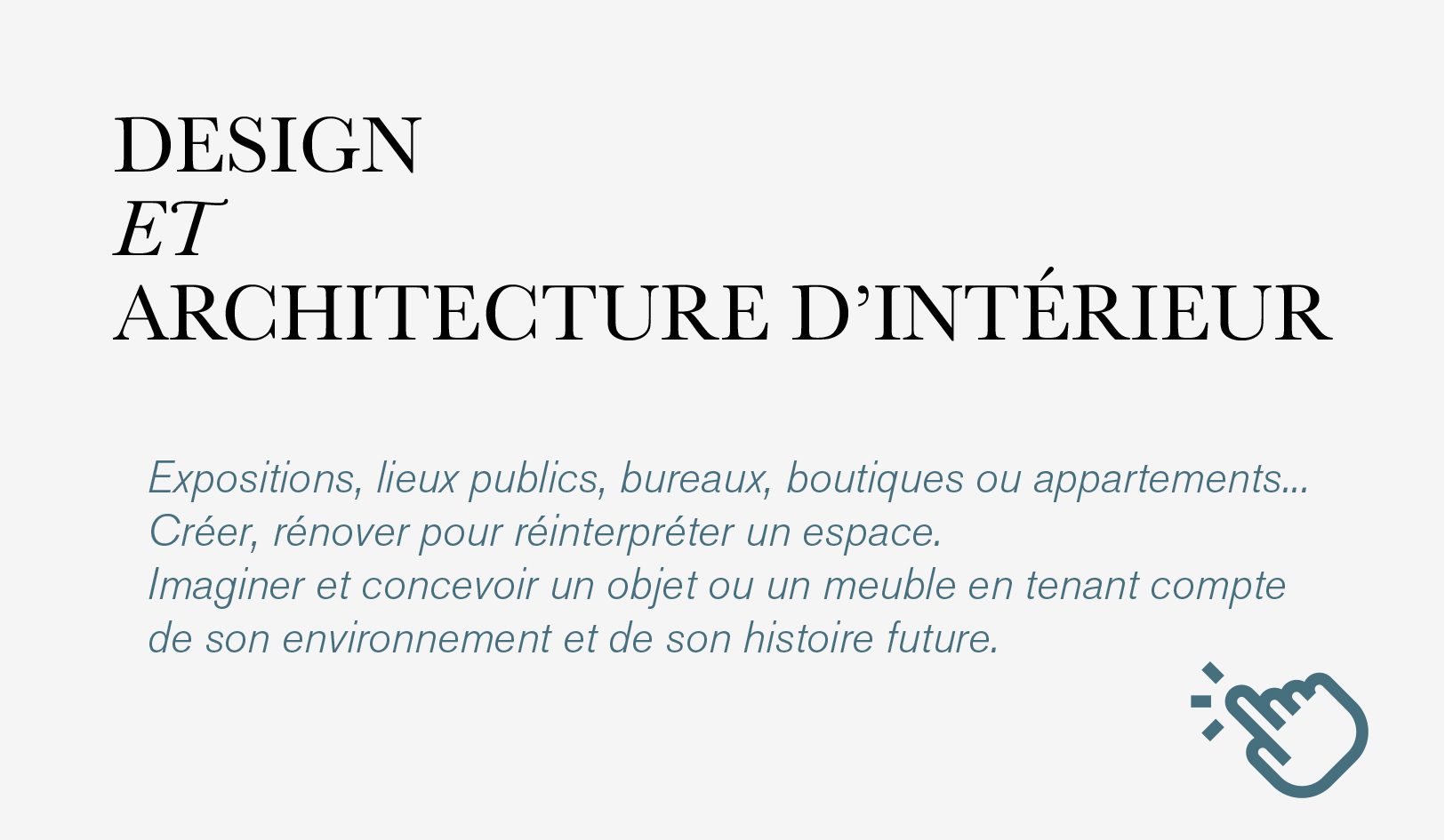 Site internet du studio Claude Lecante, agence d'architecture d'intérieur, de design, scénographie et signalétique basée à Paris. Présente depuis 25 ans elle met son savoir faire au service de ses différents clients pour réaliser des appartements, boutiques, expositions. @claudelecante #claudecante