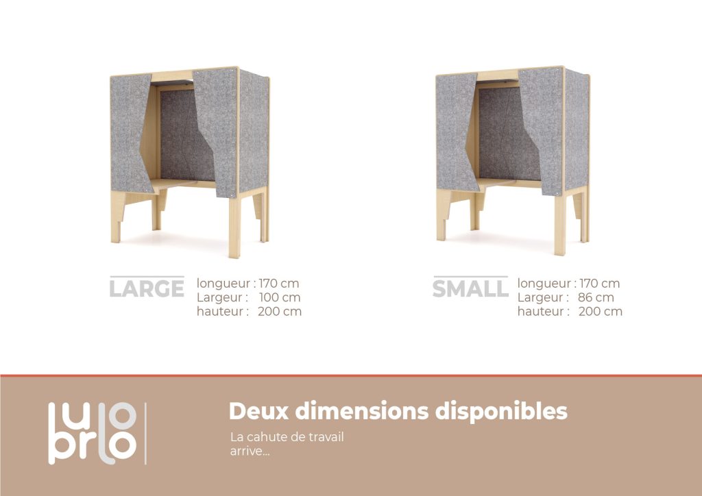 Burloo, un bureau permettant d'être isolé pour travailler dans un open space ou en télétravail. Conception et design de Claude Lecante. Il existe en deux dimensions avec diverses finitions possibles afin de s'intégrer dans un espace privé ou de bureau. #burloo @burloo #designlecante