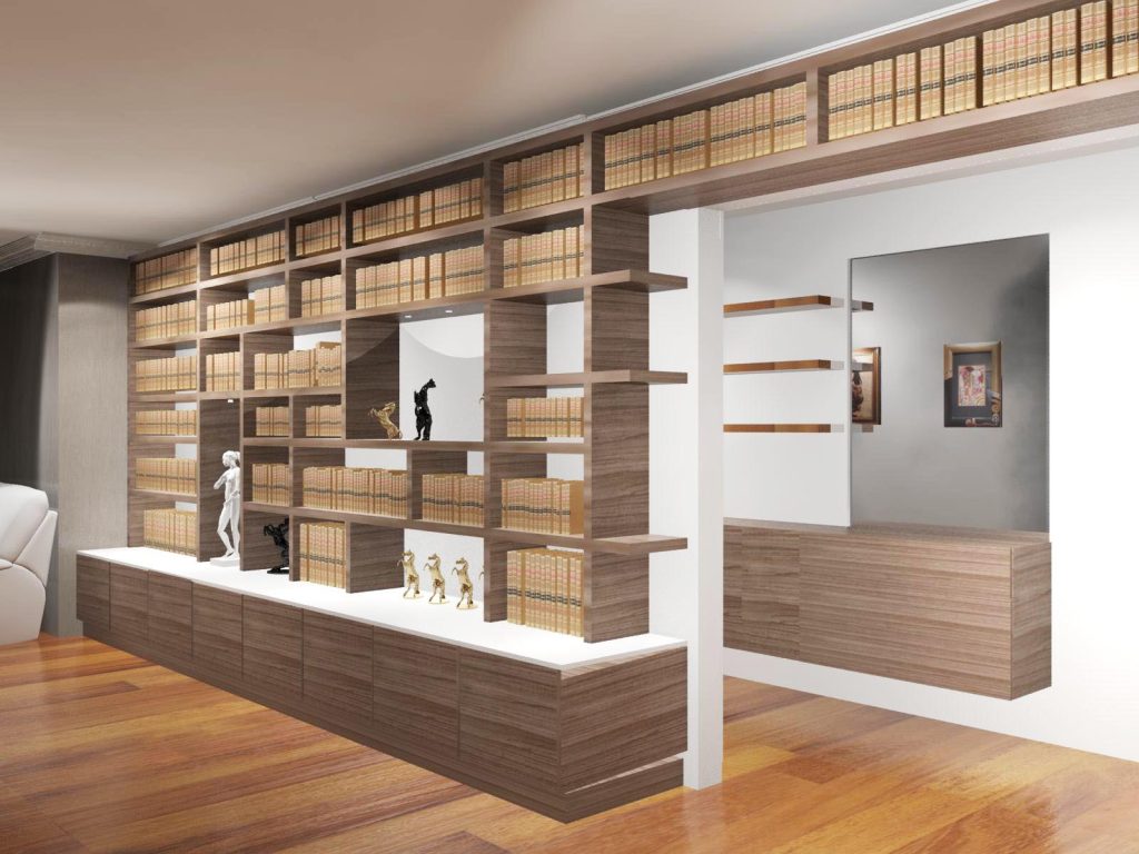 Appartement situé à Charenton le Pont, zone d’intervention 90 m2 sur une surface totale de 150 m2. Rénovation des espaces salon, couloir, hall et toilettes. Design des mobiliers dont la bibliothèque du salon. Photographies : Claude Lecante