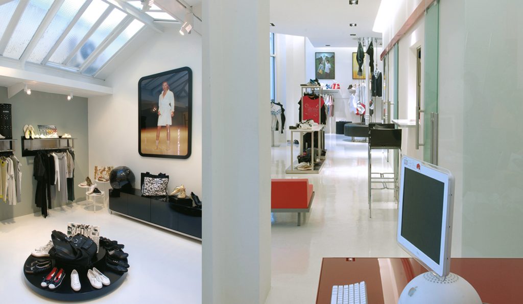 Conception du showroom de la marque Puma à Paris. Création d'espaces selon les collections de la marque Puma, design d'un mur de présentation des collections avec tennis, casquettes et vêtements sur un mur inédit en Corian. Design de tous les supports en Corian. Conception d'un lieu pour la arque Puma Nuela avec une ambiance plus sobre. Conception et design des mobiliers et objets par Claude Lecante. #puma @puma @lecante @showroom puma