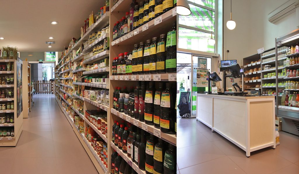 Conception et design du magasin de vente biologique nommé Titi Bio situé à seuil Malmaison. Le projet comprend une étude des cellules de vente, mise aux normes, conception des espaces et design de tous les mobiliers réalisés sur mesure par Claude Lecante.