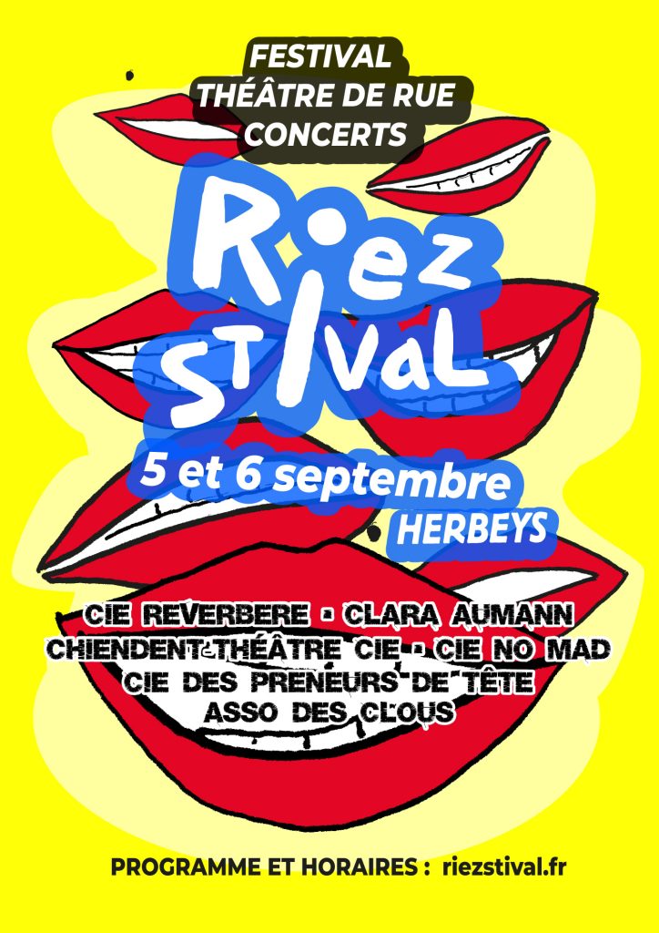 Création de la ligne graphique du festival de théâtre de rue Riezstival qui se déroule à Herbeys près de Grenoble. Design de l’affiche, flyers, le programme et campagne publicitaire en 2024 et 2025. Réalisation des fichiers d’éxécution graphique. Le festival a reçu en spectacle Fred Blin, Patrick De Valette, No Coffe for the Queen, More Aura, Dis bonjour à la Dame etc. #grenoble #herbeys #graphisme #affiche_design #fredBlin #fred_blin @fedblin @moreaura @designgraphique #theatrederue #theatre_de_rue #graphisme_lecante