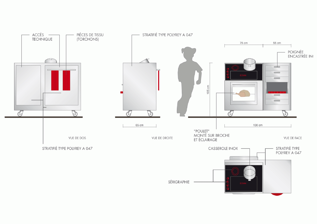 Design de 30 mobiliers différents pour l’exposition. La version itinérante a été présentée en France, Belgique, Suisse, Norvège, Finlande, Koweit, Mexique, Portugual, etc. Conception du design, plans et suivi de fabrication. Graphisme de certaines manips. Collaboration avec Clémence Farrell et Paul Viala. Scénographie : Franck Houndégla / Graphisme : Fabien Hahusseau exhibition for children entertainment Claude Lecante