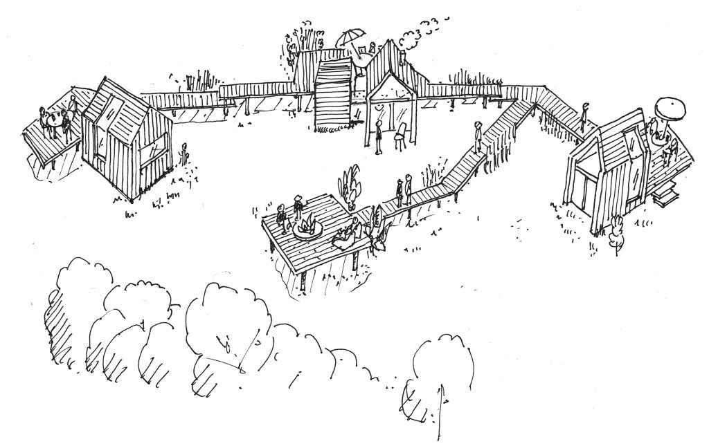 Pour nos projets ou pour différentes agences de communication ou de design, réalisations de croquis fait main servant à des appels d’offres, dossiers d’esquisses et développements de projets. Suite à un brief avec ou sans image existante, mettre sur papier les concepts, volumes et histoires que l’agence souhaite proposer à leurs clients. #drawing #croquis_architecture #claude_lecante #design_graphique #graphisme #dessinmain