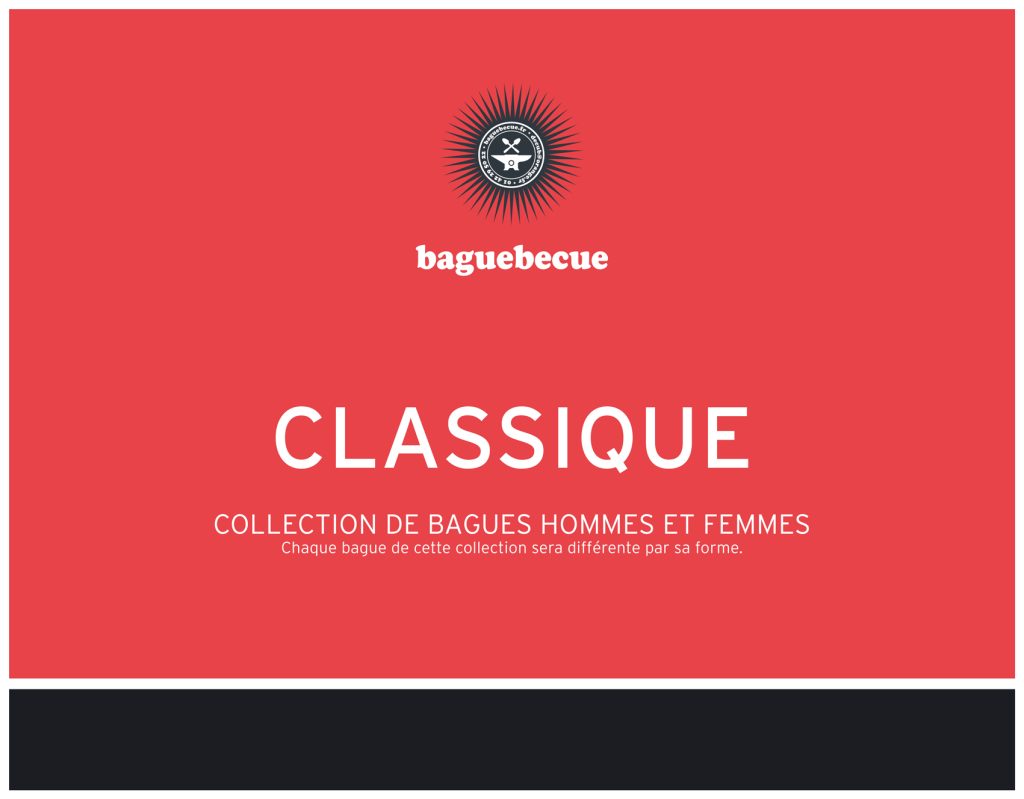 Création de la charte graphique pour la marque de bijoux Baguebecue. Bijoux pour hommes et femmes, principalement des collections de bagues réalisées en inox issus de couverts de la table. Mise en œuvre de la communication, réalisation des photographies servant aux brochures et au site internet. http://www.baguebecue.com