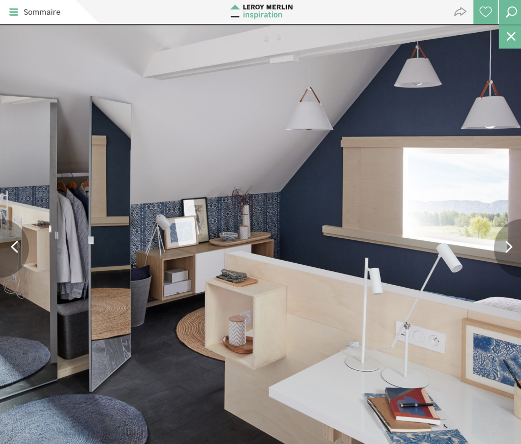 Pour le catalogue et/ou le site internet de Leroy Merlin, dans le cadre des «cahiers d’idées» propositions d’aménagement et d’astuces de construction. D’après un briefing avec cible fournie, rendu de différents concept pour validation. Puis conception des espaces et design des mobiliers avec comme contrainte l’utilisation des matériaux vendus chez Leroy Merlin. Conception, design et ambiance, plans de fabrication du décor pour la future réalisation des photographies servant au catalogue. design : Claude Lecante #leroymerlin @leroymerlin @claudelecante