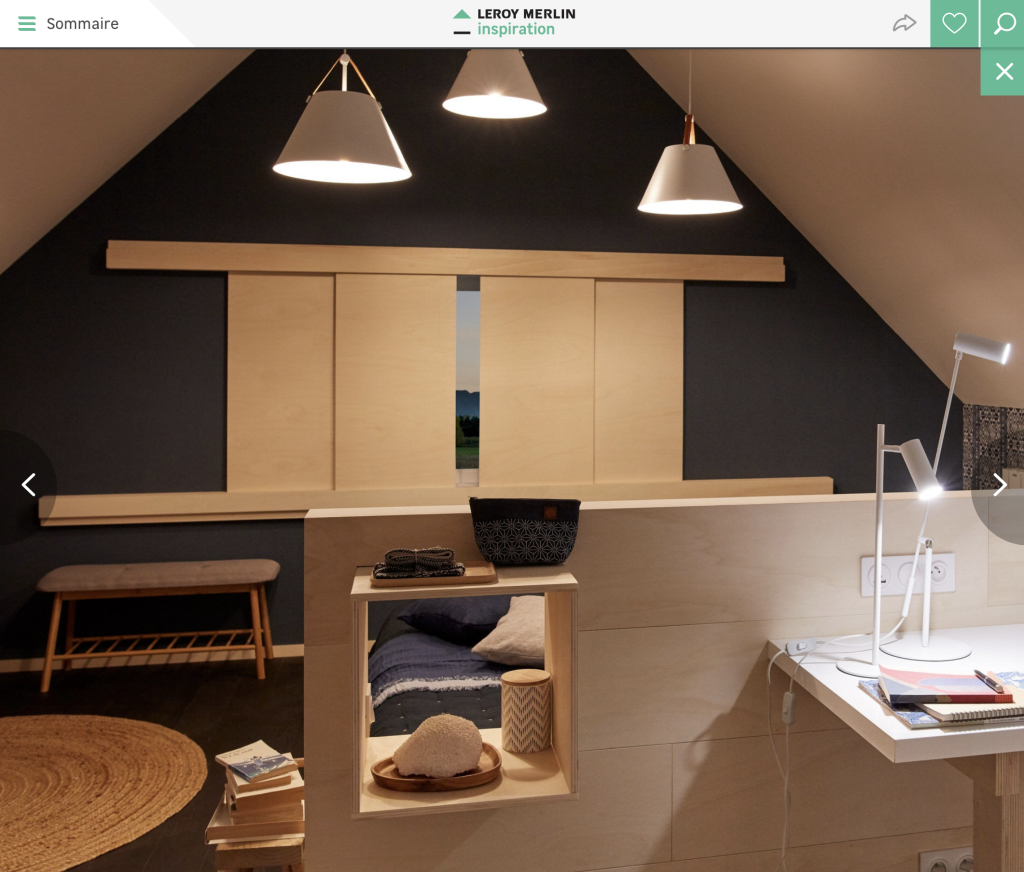 Pour le catalogue et/ou le site internet de Leroy Merlin, dans le cadre des «cahiers d’idées» propositions d’aménagement et d’astuces de construction. D’après un briefing avec cible fournie, rendu de différents concept pour validation. Puis conception des espaces et design des mobiliers avec comme contrainte l’utilisation des matériaux vendus chez Leroy Merlin. Conception, design et ambiance, plans de fabrication du décor pour la future réalisation des photographies servant au catalogue. design : Claude Lecante #leroymerlin @leroymerlin @claudelecante