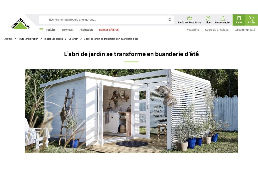 Pour le catalogue et/ou le site internet de Leroy Merlin, dans le cadre des «cahiers d’idées» propositions d’aménagement et d’astuces de construction. D’après un briefing avec cible fournie, rendu de différents concept pour validation. Puis conception des espaces et design des mobiliers avec comme contrainte l’utilisation des matériaux vendus chez Leroy Merlin. Conception, design et ambiance, plans de fabrication du décor pour la future réalisation des photographies servant au catalogue. design : Claude Lecante #leroymerlin @leroymerlin @claudelecante