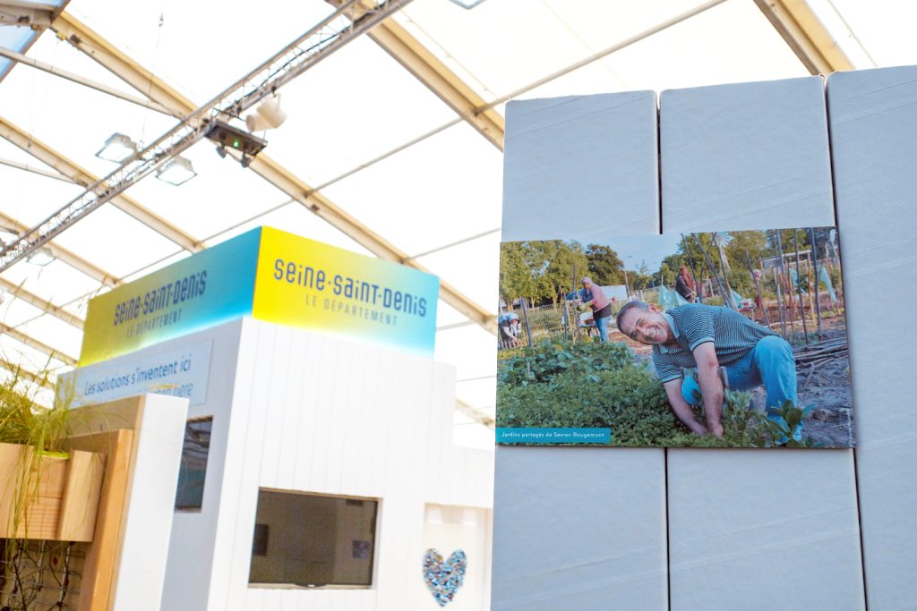 Stand du Conseil de la Seine Saint-Denis pour la Cop 21. Conception de la scénographie. Réalisation des plans de principe et suivi de fabrication. Surface : 60 m2 Collaboration avec l'agence Saisons Graphisme : Saisons Photos : Claude Lecante