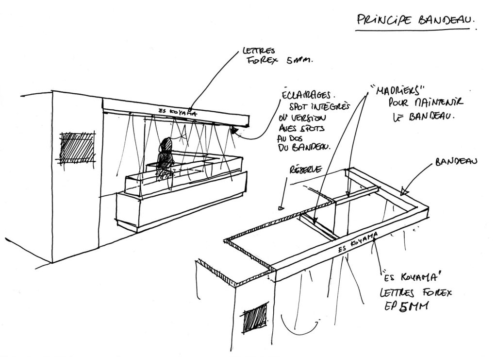 Conception du stand Es Koyama au salon du chocolat. Design des mobiliers et agencement de l’espace. Réalisation des plans, suivi des fabrications et suivi du montage et démontage sur site. Graphisme : Es Koyama