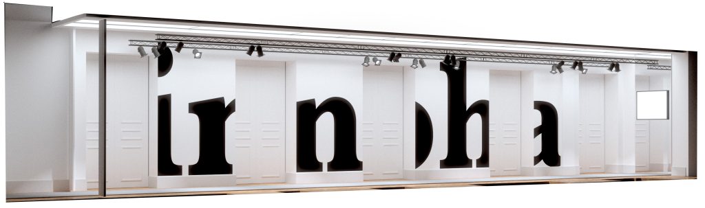 Pour une société de consultants située près des Champs-Élysées, scénographie dans le couloir principal des bureaux afin de personnaliser les lieux de manière ludique. Proposition d’un aménagement suggérant un défilé de mode. Créer un intéractivité entre le déplacement du personnel et le lieu qui installe un jeu et casse la sérénité ambiante.