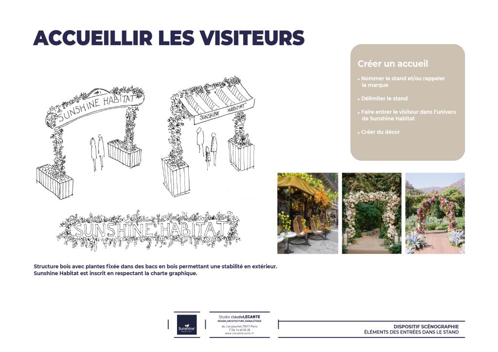 Scénographie pour la présentation des produits de Sunshine Habitat lors de salon en indoor ou outdoor. Concept d’une déambulation conçue comme un petit village, installation d’une buvette et d’un boulodrome afin de créer des espaces de rencontres. Arrivée par un petit pont en bois (matériau prédominant chez Sunshine Habitat) qui permet de survolé l’espace et de mettre les visiteurs dans une situation de balade. #sunshinehabitat #scenography #stand #scenographie_lecante