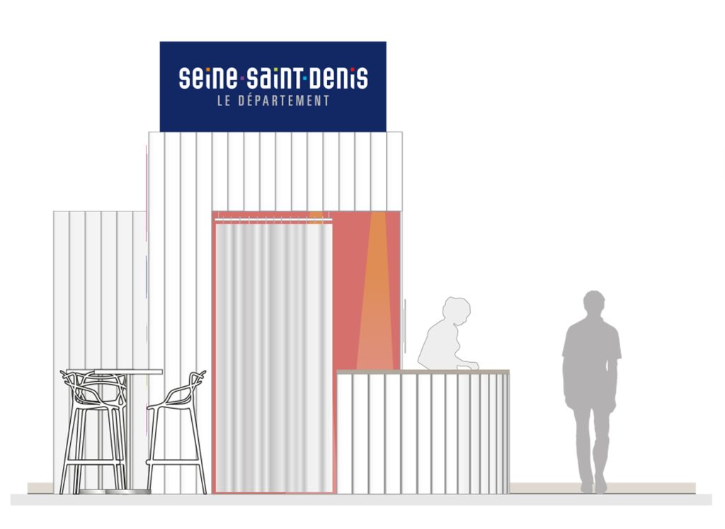 Stand du Conseil de la Seine Saint-Denis pour la Cop 21. Conception de la scénographie. Réalisation des plans de principe et suivi de fabrication. Surface : 60 m2 Collaboration avec l'agence Saisons Graphisme : Saisons Photos : Claude Lecante