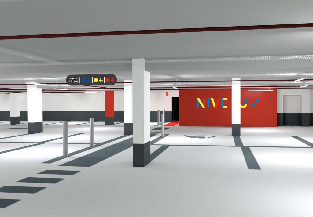 Dans le cadre de la construction du Campus Lidl, Conception et design de la signalétique du parking. Chaque accès du parking mène à un bâtiment différent ayant une fonction précise... L’hôtel, l’accueil, les bureaux, l’administration. Une couleur a été attribué pour chaque bâtiment. L’utilisateur pour se repérer n’a qu’ à suivre les gomettes colorées. Concept global, conception graphique, implantation sur plan, réalisation des fichiers d’exécution. #lecante #signage #lidl @lidl @lecante @signage @wayfinding wayfinding design Claude Lecante et cignaL.fr