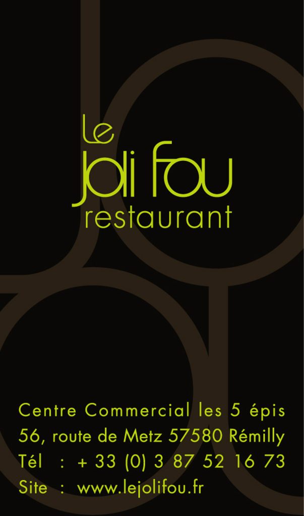 Conception du logo, carte de visite, carte des menus, et marquage graphique du restaurant. Recherches couleurs, typographies. Architecture intérieur : Christian Ghion