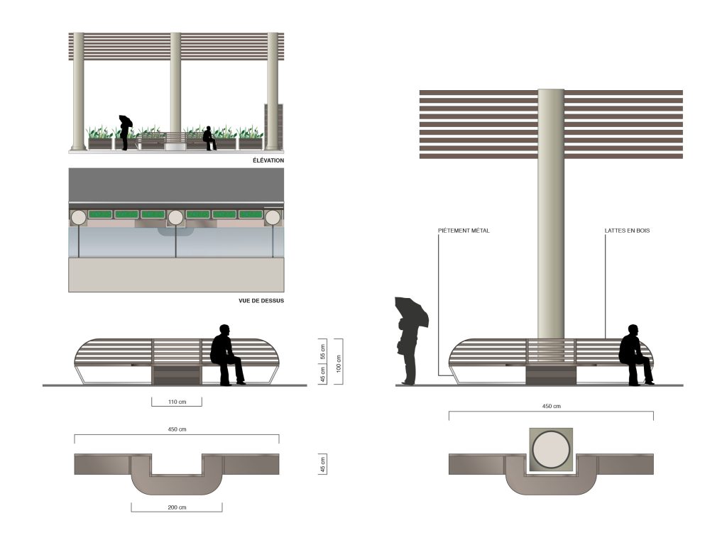 Création de la nouvelle identité architecturale des façades et du mail. Organisation des espaces et design des mobiliers intérieurs et exterieurs. Réalisation des images, et plans. Nouvelle identité graphique et graphisme : Agence Saisons.