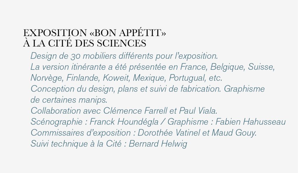 exposition "bon appétit" à la Cité des sciences à Paris