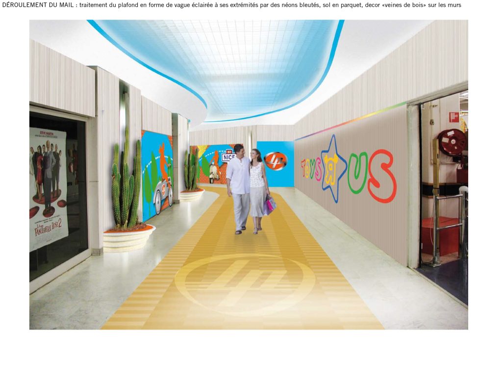 Création de la nouvelle identité architecturale des façades et du mail. Organisation des espaces et design des mobiliers intérieurs et exterieurs. Réalisation des images, et plans. Nouvelle identité graphique et graphisme : Agence Saisons. #retaildesign @claudelecante #retailsignage #nicelingostière