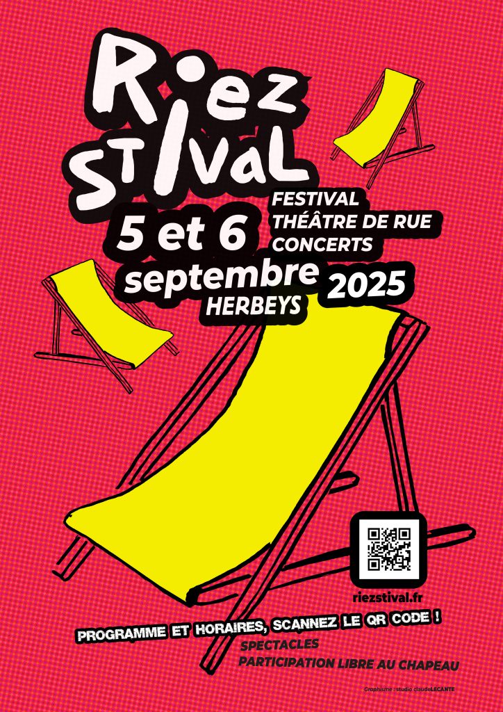 Création de la ligne graphique du festival de théâtre de rue Riezstival qui se déroule à Herbeys près de Grenoble. Design de l’affiche, flyers, le programme et campagne publicitaire en 2024 et 2025. Réalisation des fichiers d’éxécution graphique. Le festival a reçu en spectacle Fred Blin, Patrick De Valette, No Coffe for the Queen, More Aura, Dis bonjour à la Dame etc. #grenoble #herbeys #graphisme #affiche_design #fredBlin #fred_blin @fedblin @moreaura @designgraphique #theatrederue #theatre_de_rue #graphisme_lecante